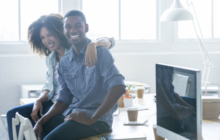 Black couple in office